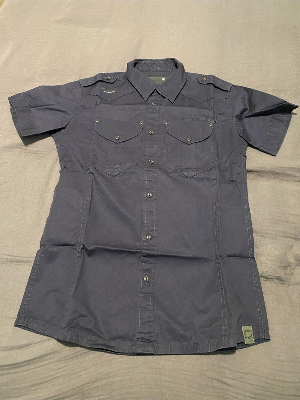G-Star Short-Sleeve Button-Down Shirt in Navy